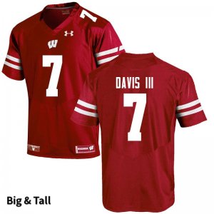 Men's Wisconsin Badgers NCAA #7 Danny Davis III Red Authentic Under Armour Big & Tall Stitched College Football Jersey WP31D53AX